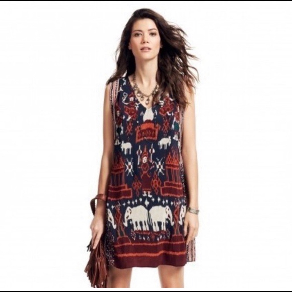 Calypso St. Barth Elephant Ikat Silk Dress Xs Retail $290